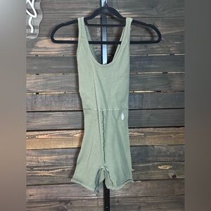 Free People Movement Olive Green Ribbed Tank Romper